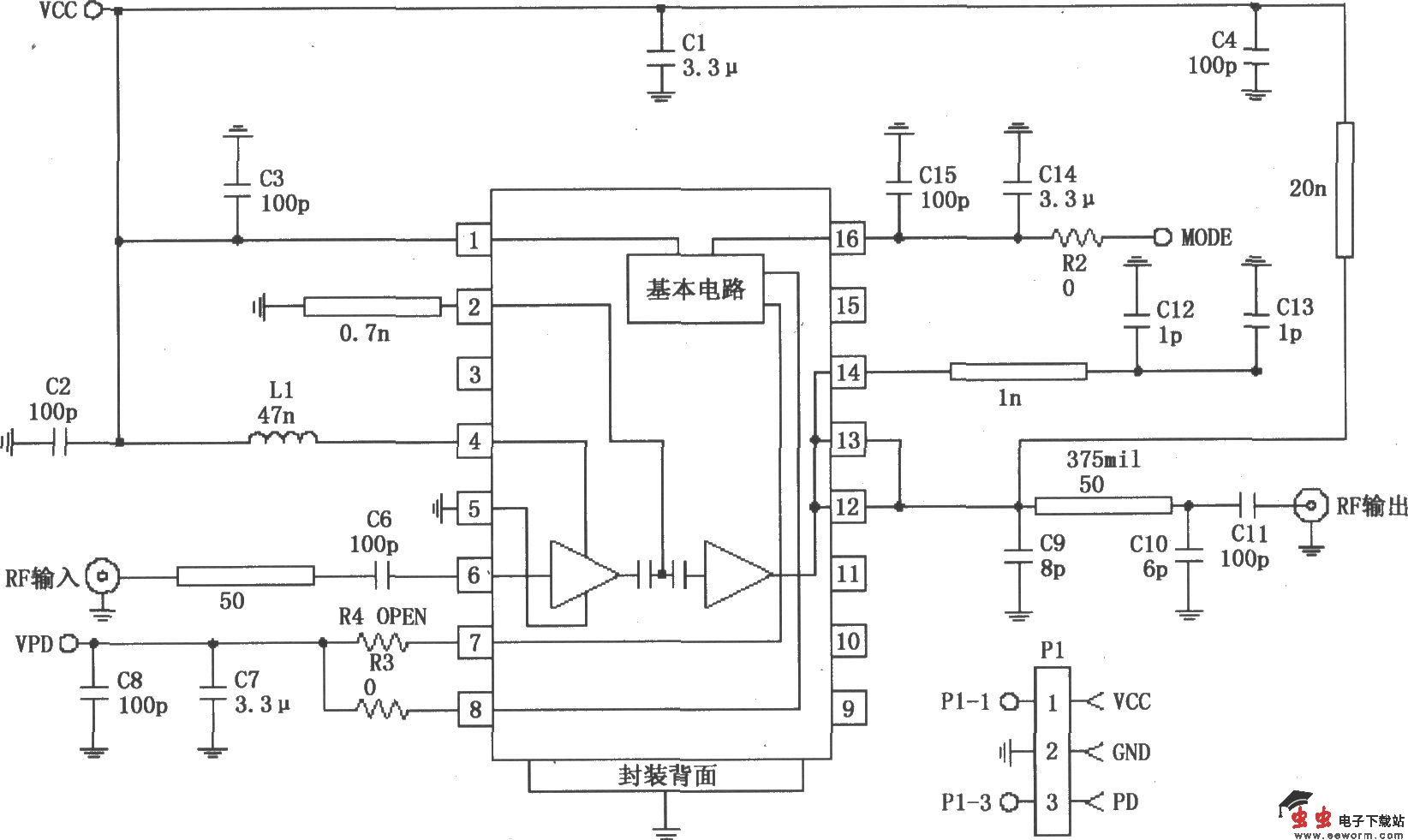 由RF2152构成的877～924MHz功率放大电路