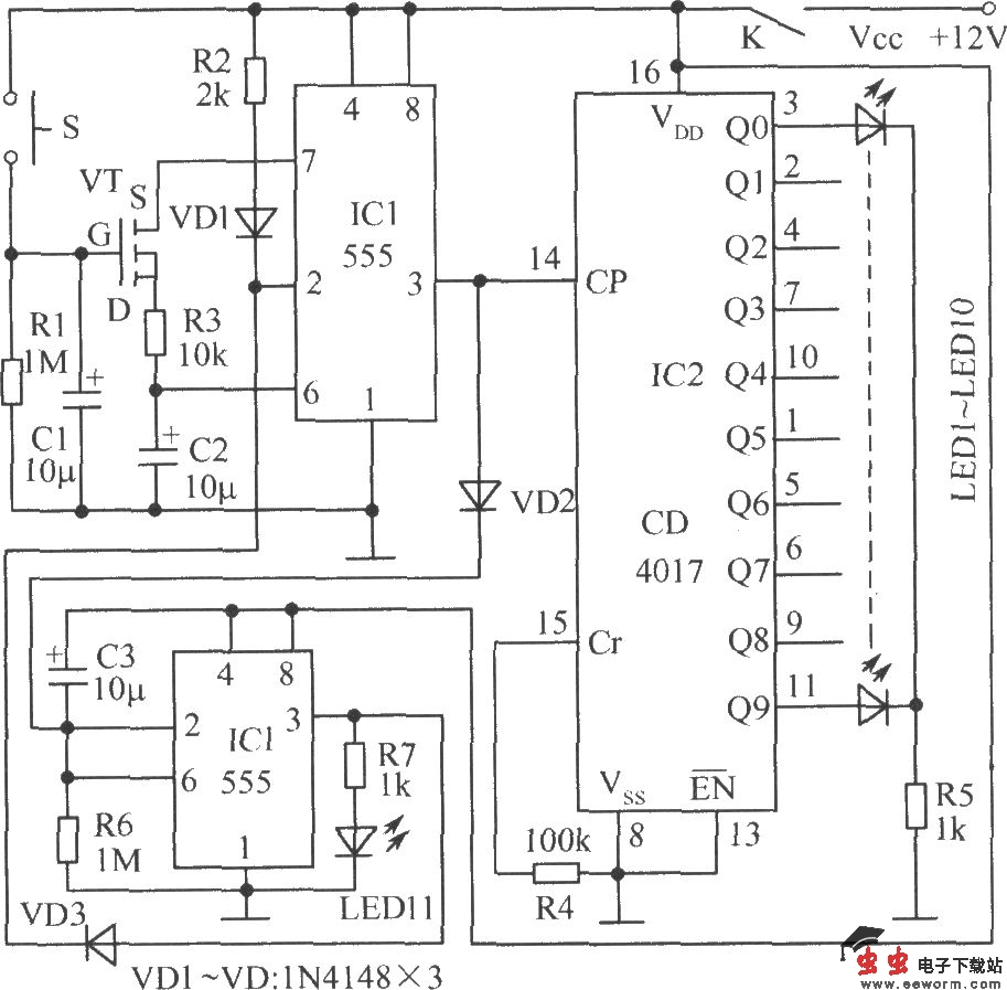 模拟转盘式猜奖器电路