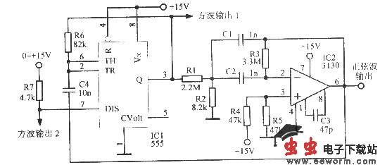 lkHz正弦波一方波振荡器