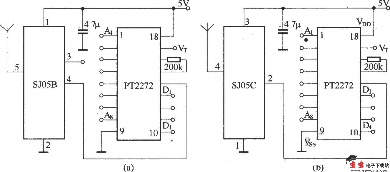 SJ05B／C组成的接收电路