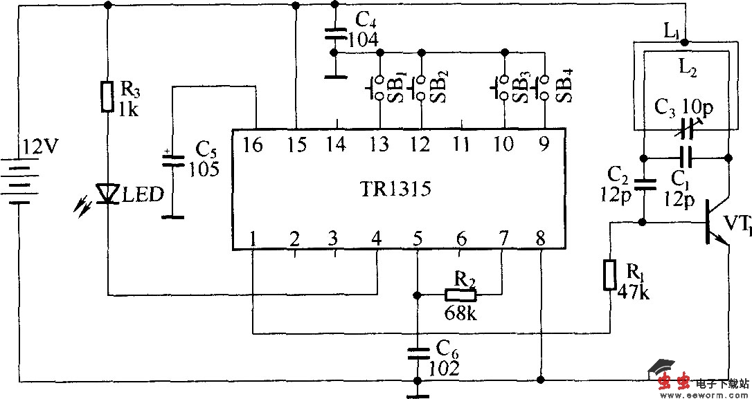 跳码型无线电遥控电路(TR1300/1315)
