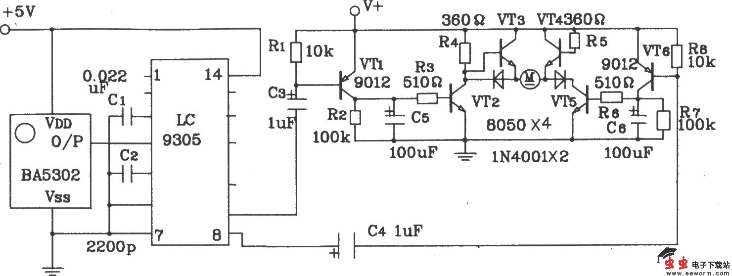 LC9301/9305红外遥控发射、接收集成应用电路图