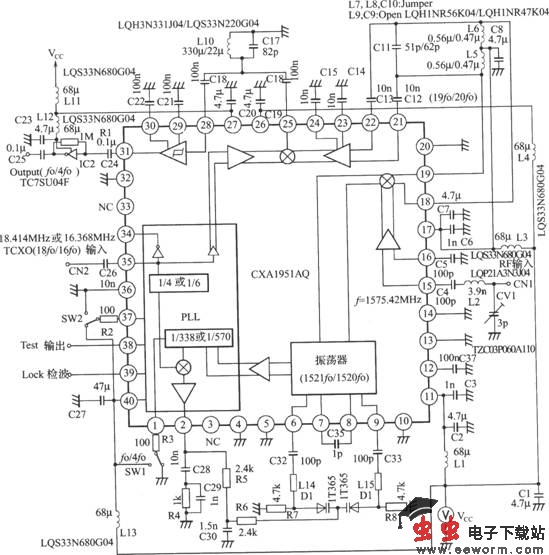 基于CXA1951AQ的GPS接收机下变频器电路