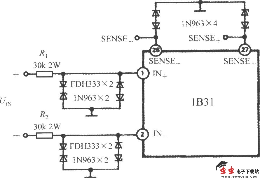 宽带应变信号调理器1B31的输入保护电路