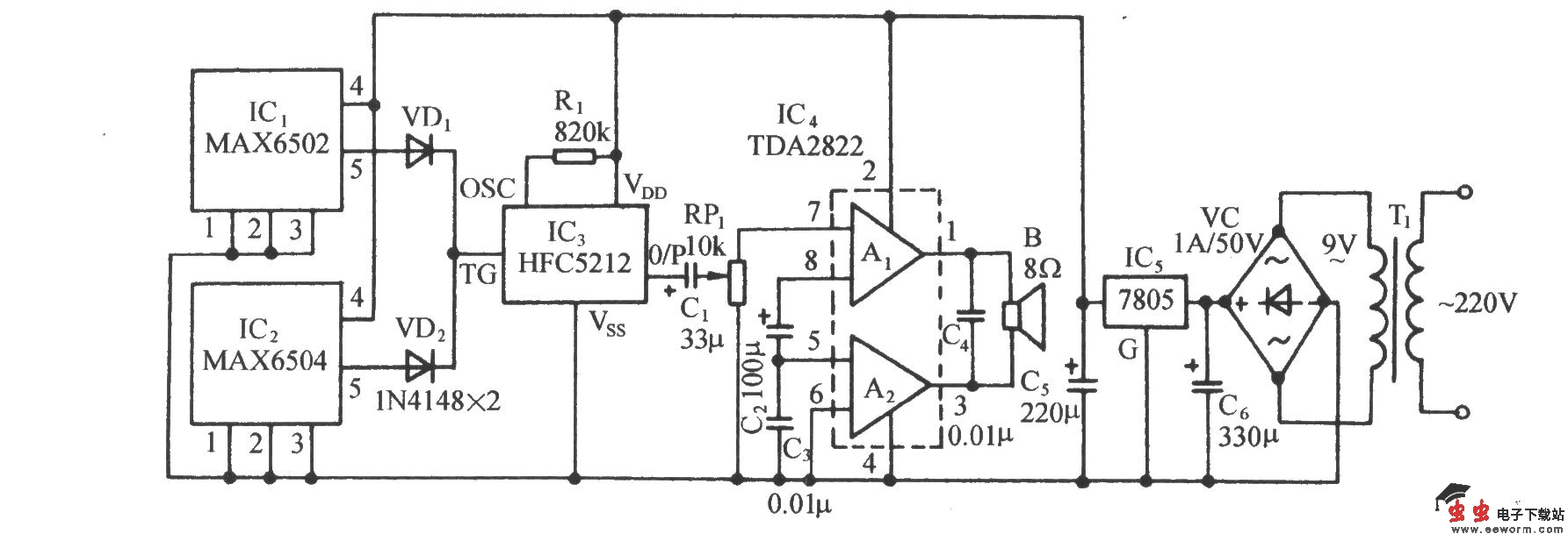 温度窗口超限告警电路(MAX6502/4)
