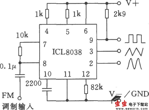 单片精密函数发生器ICL8038应用电路一