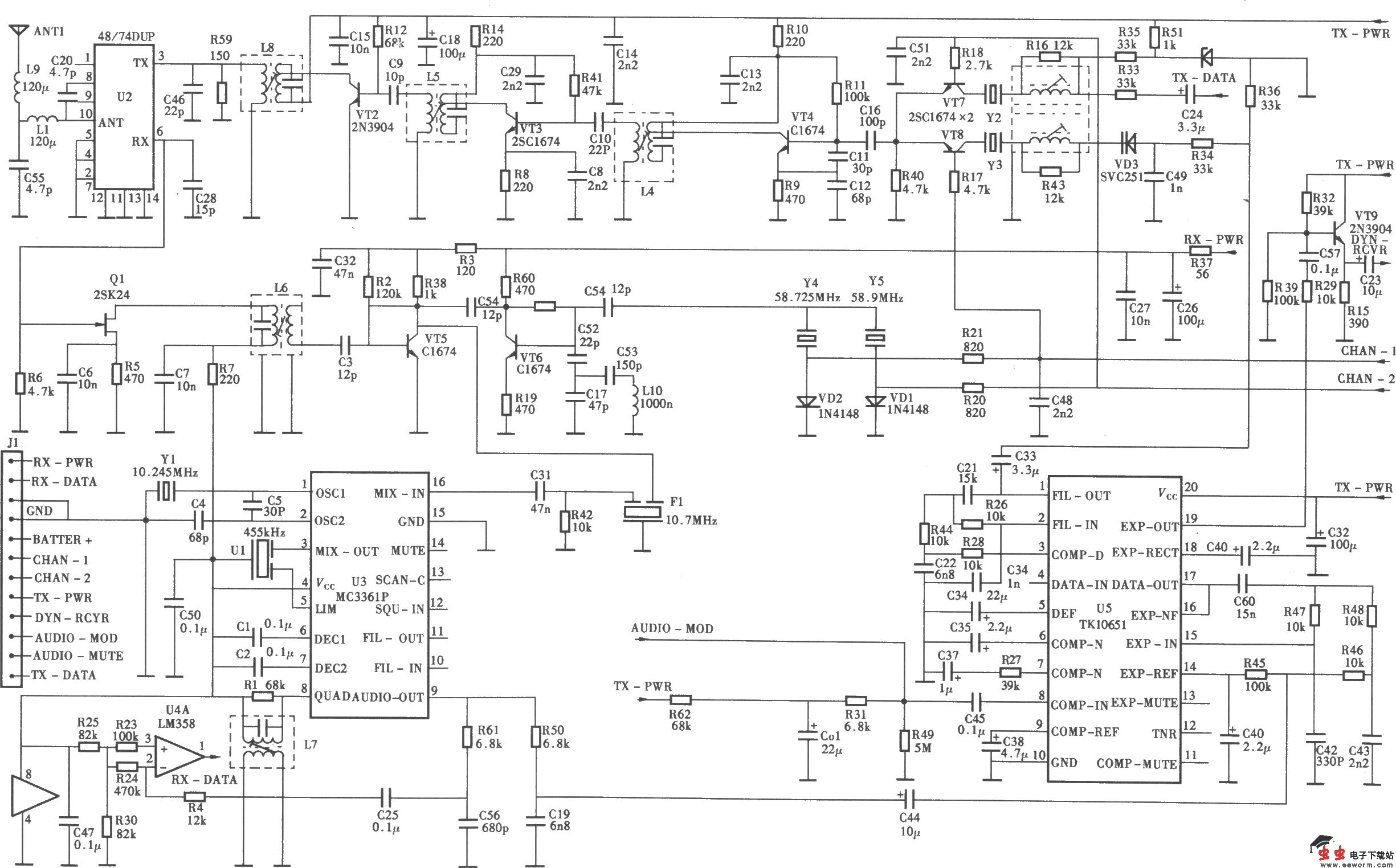 TCLHW868P/TSD型无绳电话机手机射频电路