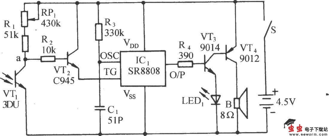 液化气灶熄火声光报讯电路