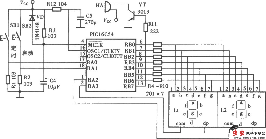 厨房定时报警电路