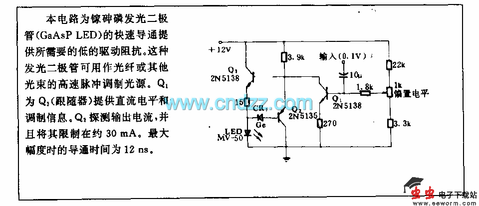 1 MHZ发光二级管脉冲调制电路