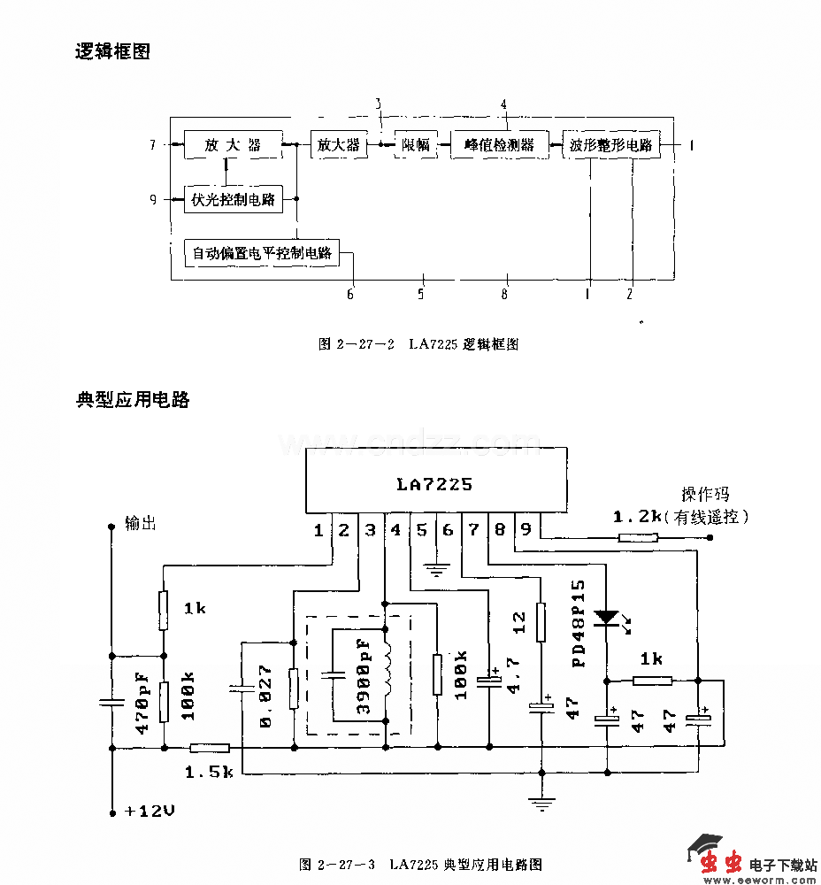 LJA7225 (录像机和电视机)红外线遥控接收前置放大电路