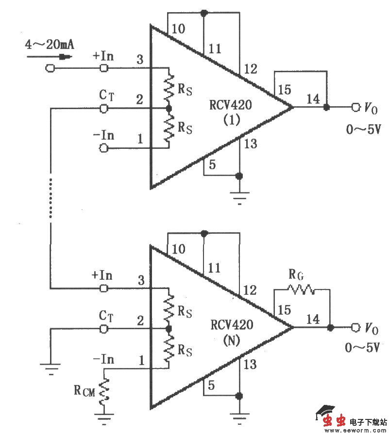 RCV420串联4～20mA接收器