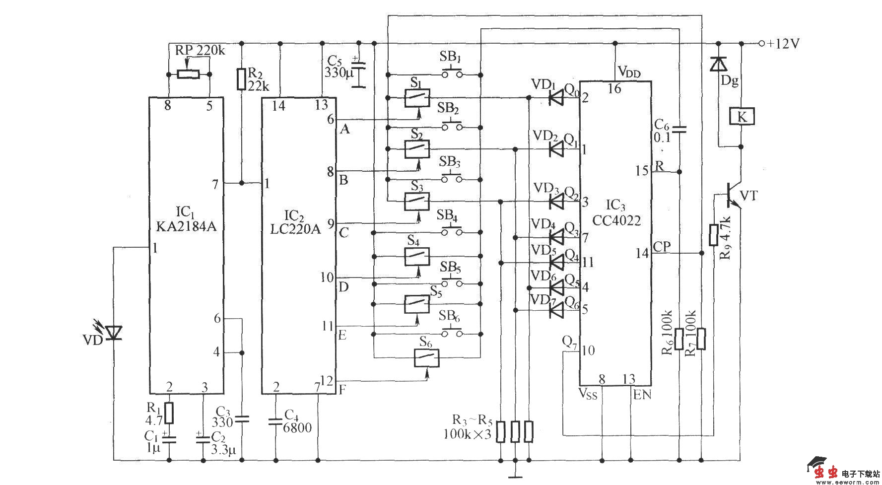 红外遥控密码开关电路