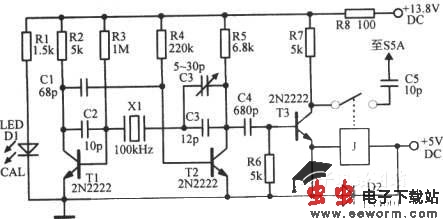晶体l00kHz间隔校准振荡器
