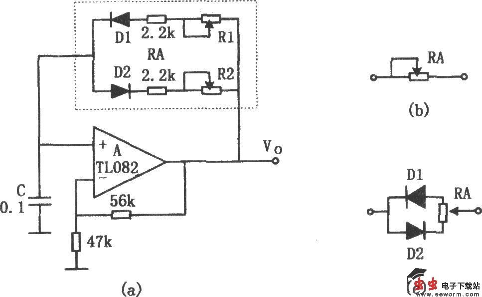 TL082构成的简单的矩形波发生电路