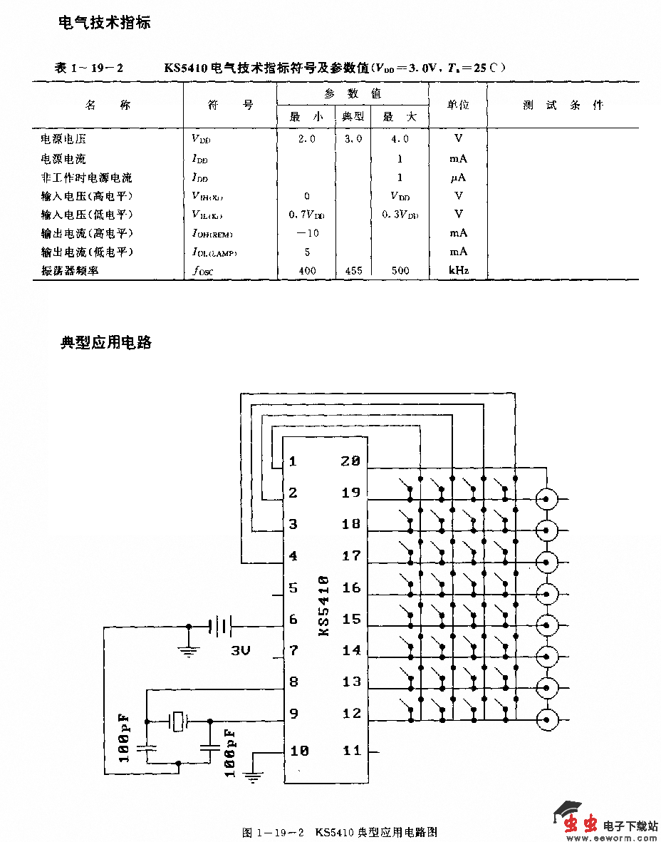 KS5410(电视机、录像机和音响设备)红外线遥控发射电路