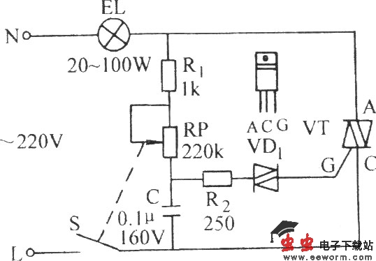 双向晶闸管无级调光、调速电路