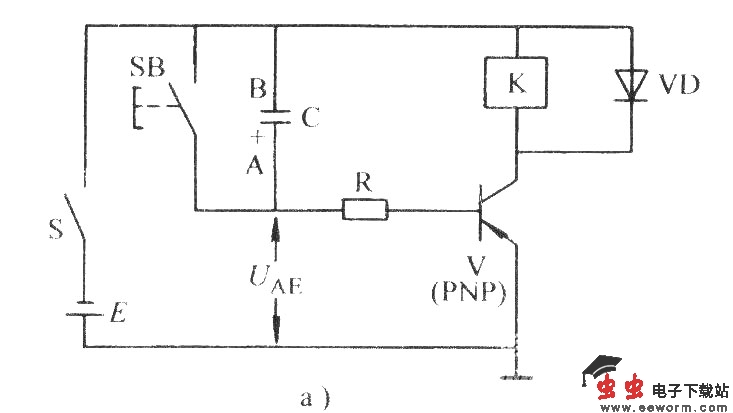 单管延时释放继电器电路