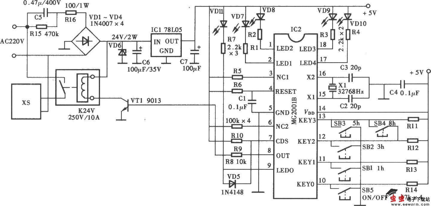 窗式空调定时器电路