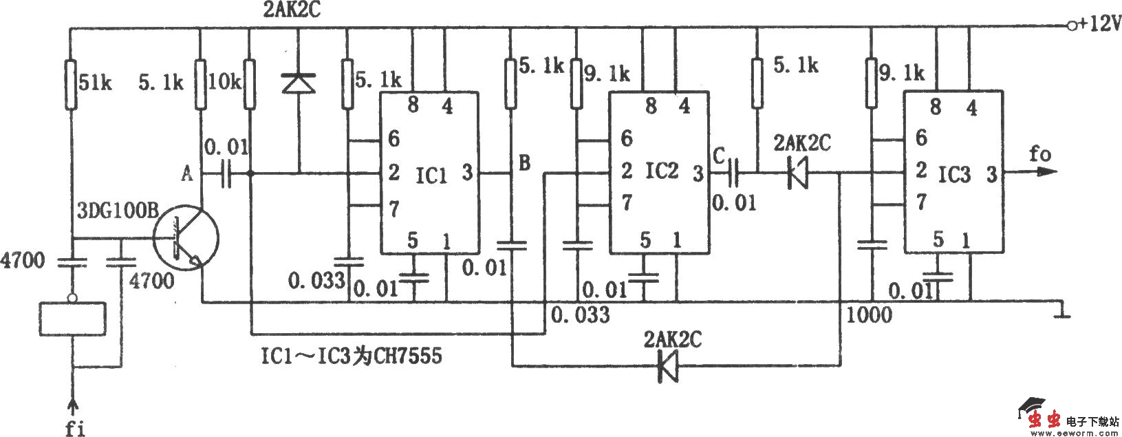 CH7555构成的四倍频电路