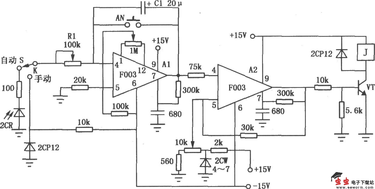 运放F003组成的自动曝光定时器