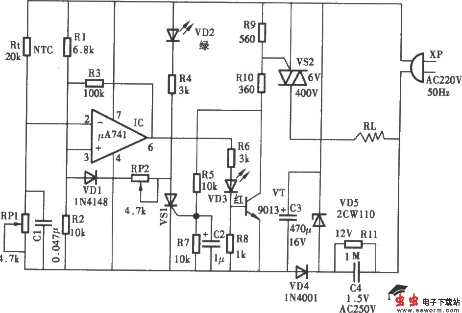 电饭锅温度控制器电路
