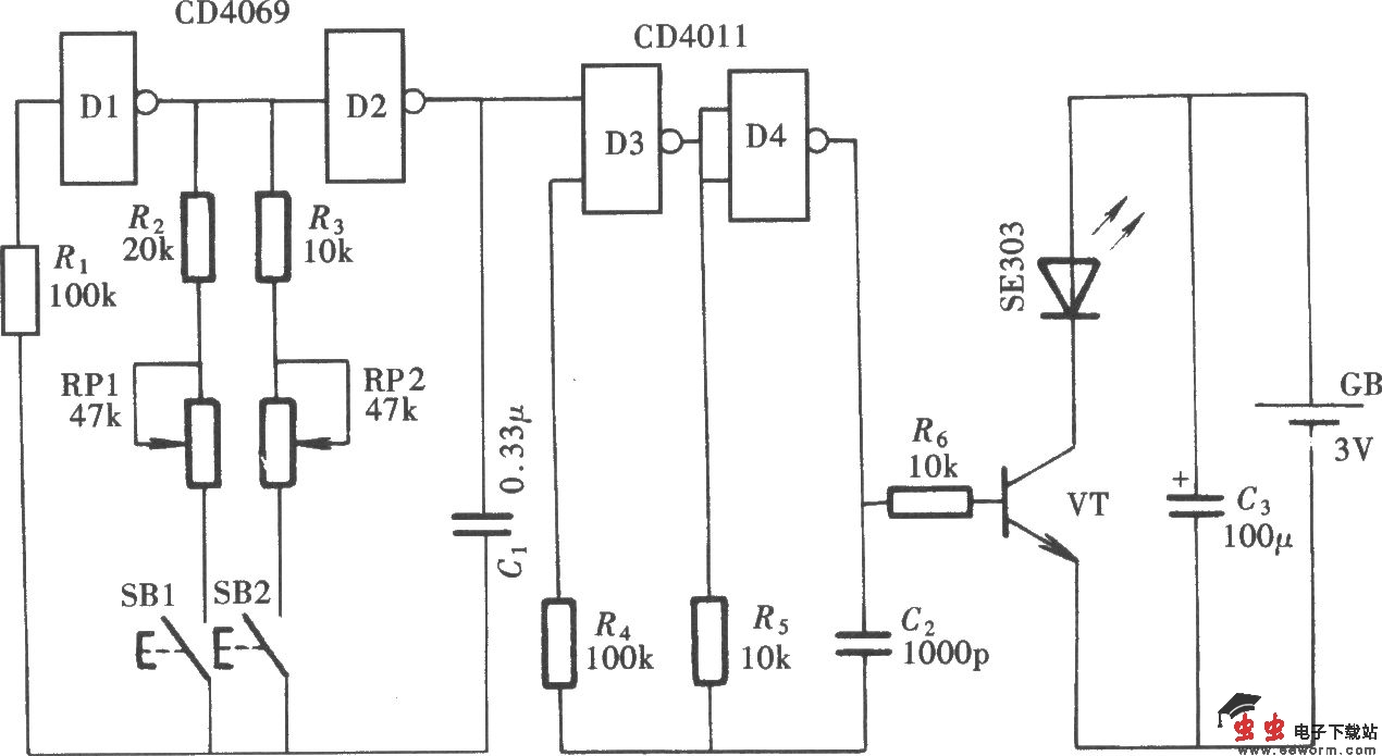 双通道红外线遥控开关(LM567、CD4013)