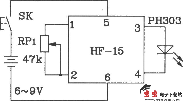 HF-15/HJ-15高灵敏度、远距离红外遥控发射、接收组件应用电路图