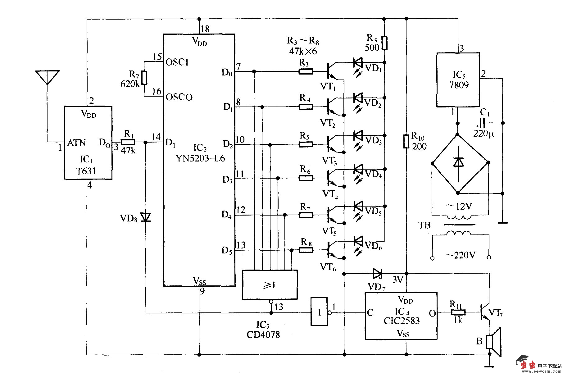 无线抢答器电路