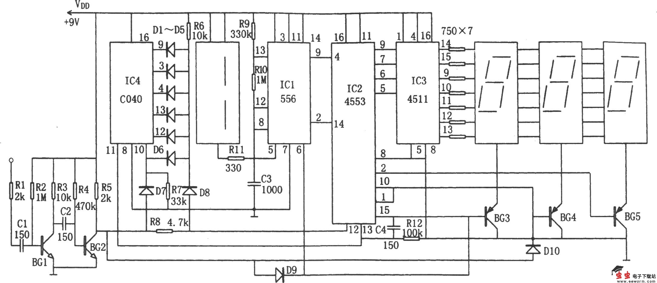 收音机数字式频率显示器(C040、556)