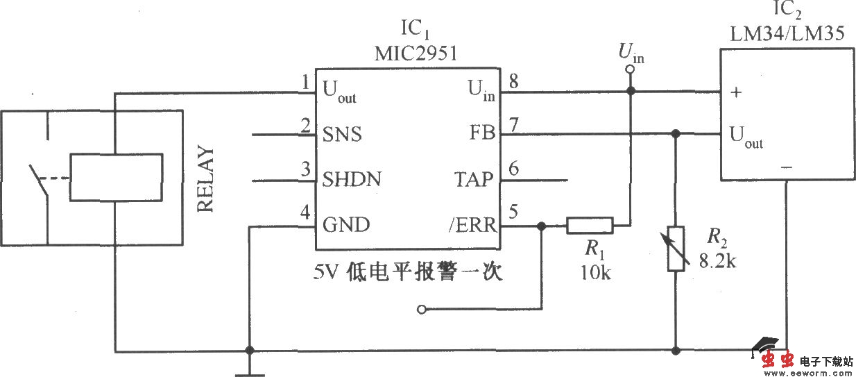MIC2951构成的过热保护系统电路