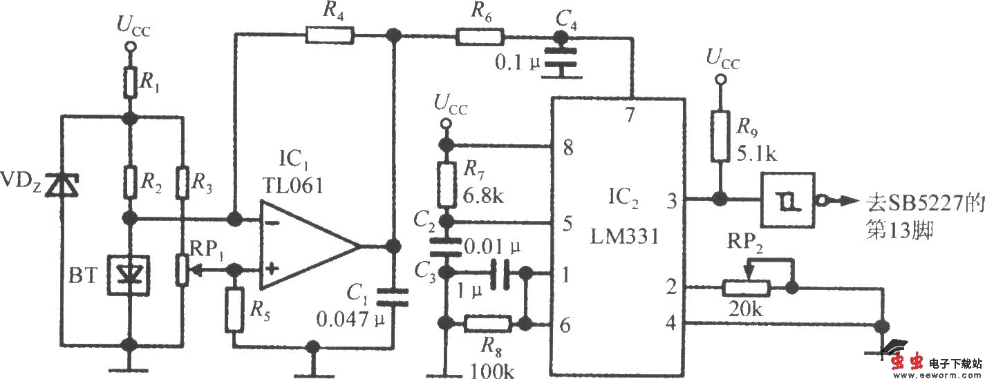 温度检测电路(智能化超声波测距专用集成电路SB5527)