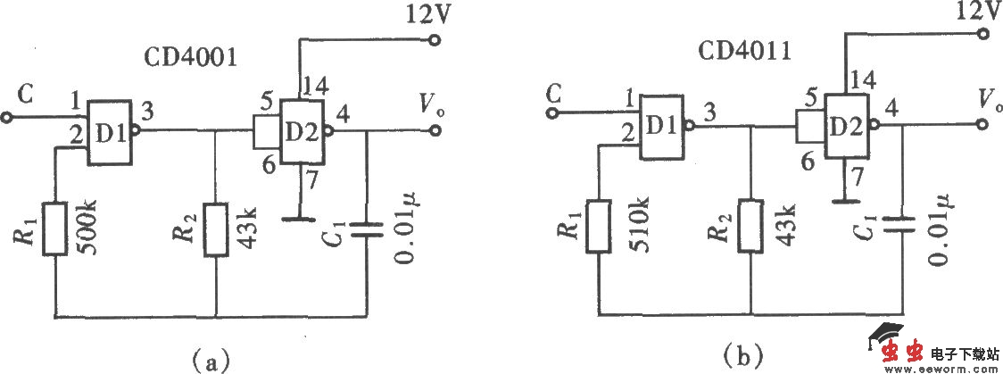 用门电路组成的门控振荡器(CD4011)
