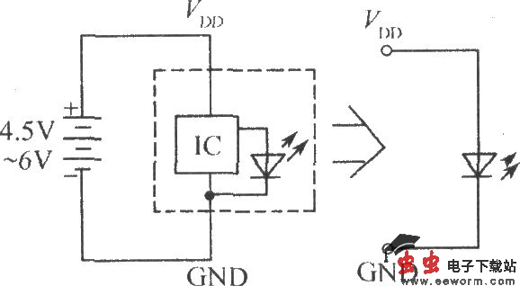 单只闪烁发光二极管的应用电路