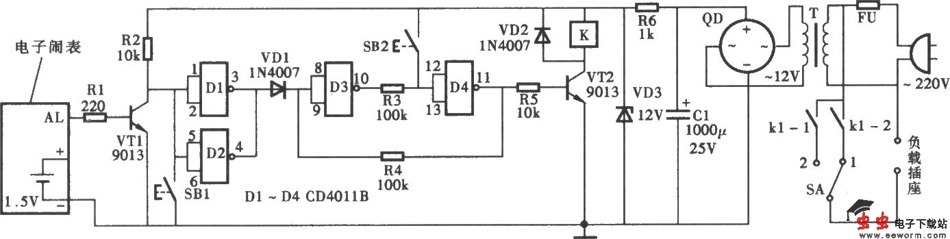 钟控家电定时器电路