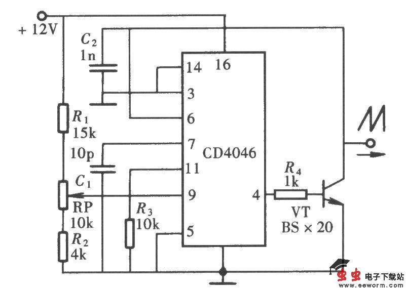 用CD4046组成的斜波发生器