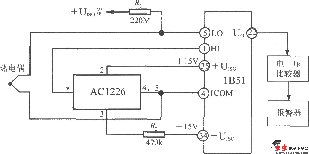 能检测热电偶开路故障的电路(隔离式热电偶冷端温度补偿及信号调