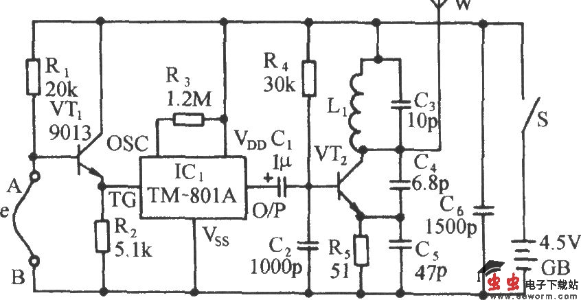 牲畜护栏断线报叫无线发射机电路