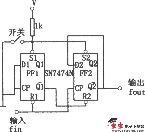 SN7474N构成简单的分频电路