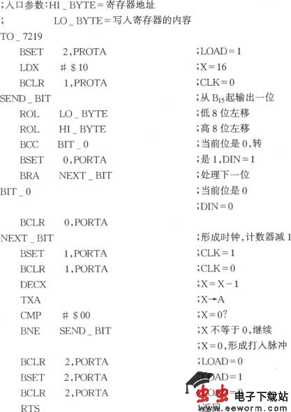 由MAX7219串行接口8位LED显示驱动集成电路与68HC05单片机构成的