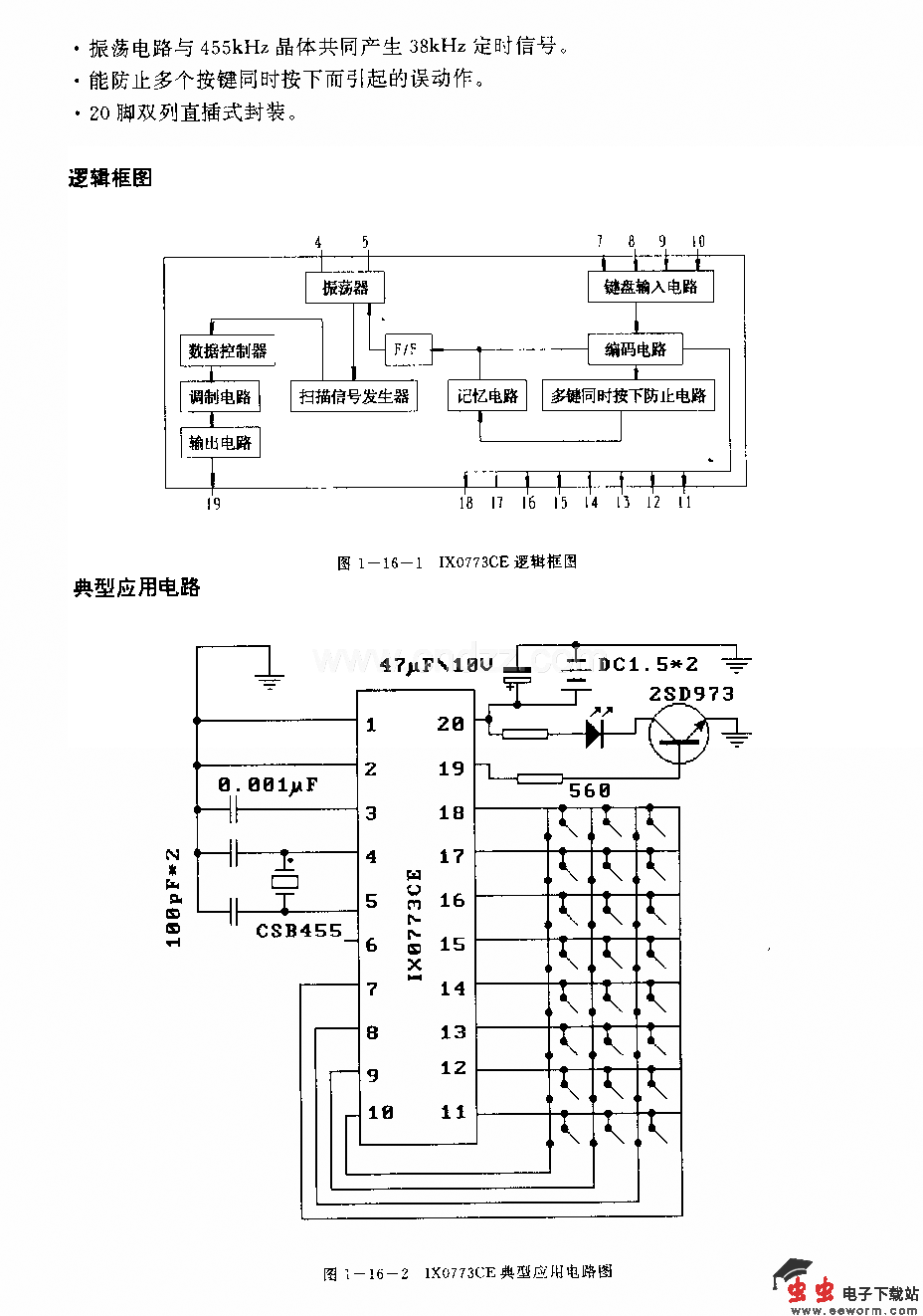 1X0773CE(录像机)红外线遥控发射电路