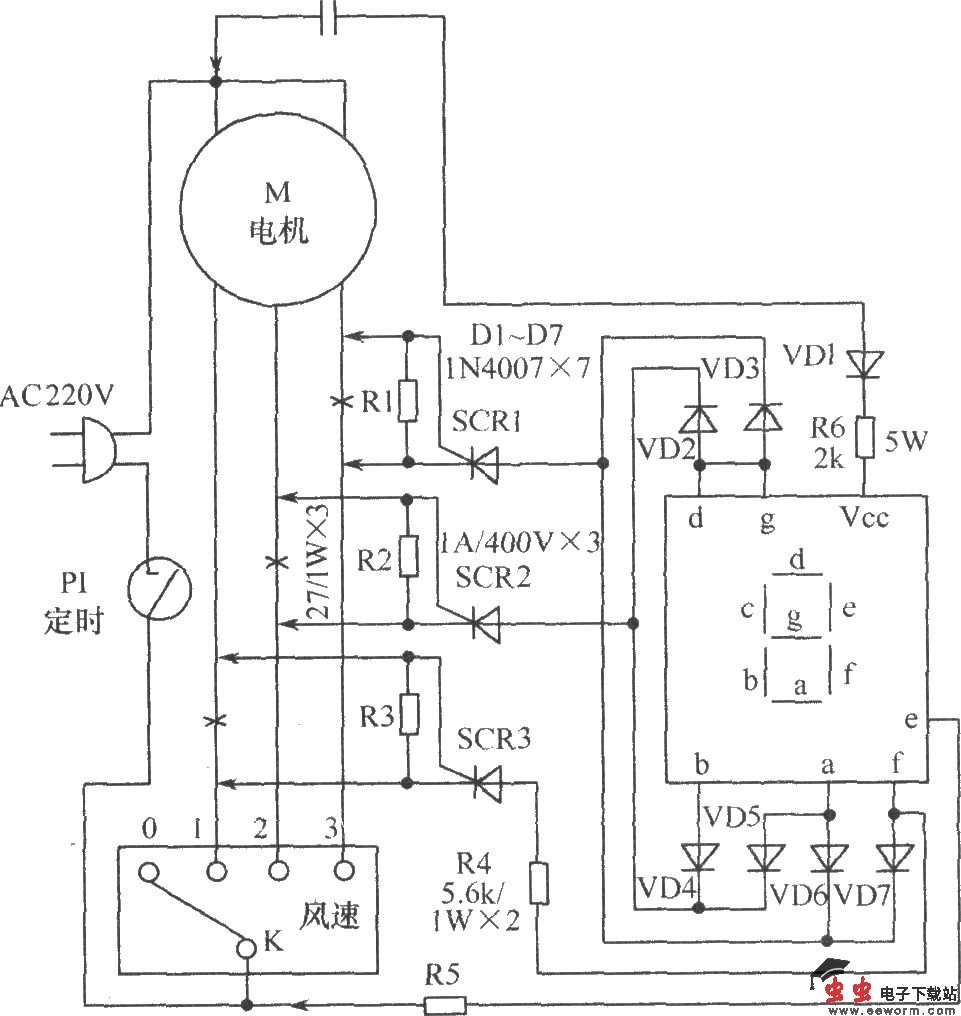 具有显示功能电风扇的电路