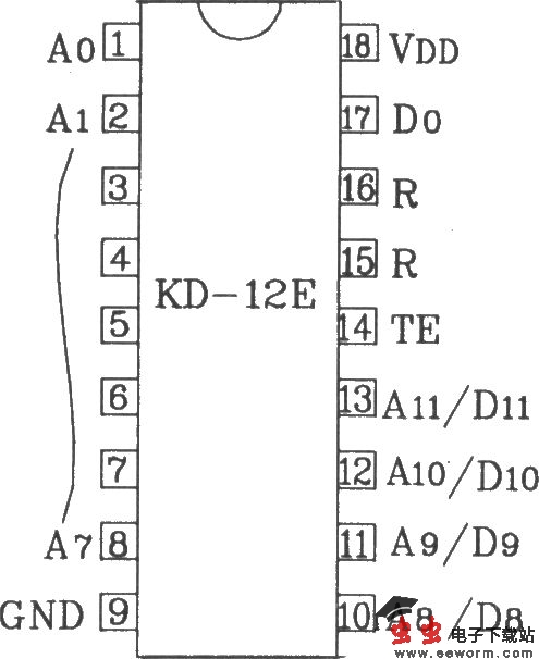KD-12E/KD-12F构成4096路单一功能遥控发射/接收应用电路图