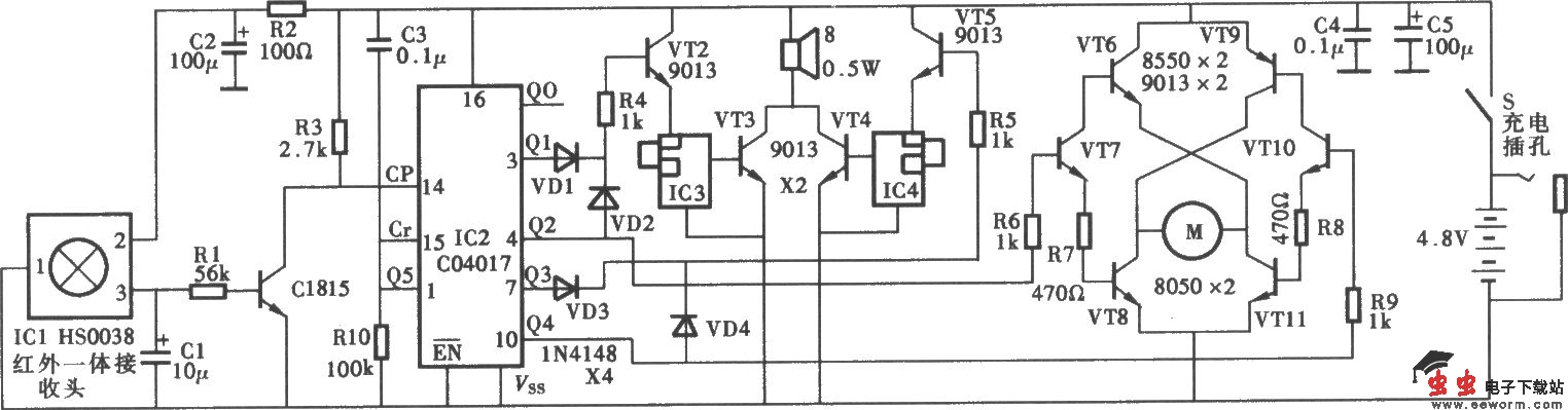 红外遥控玩具汽车电路
