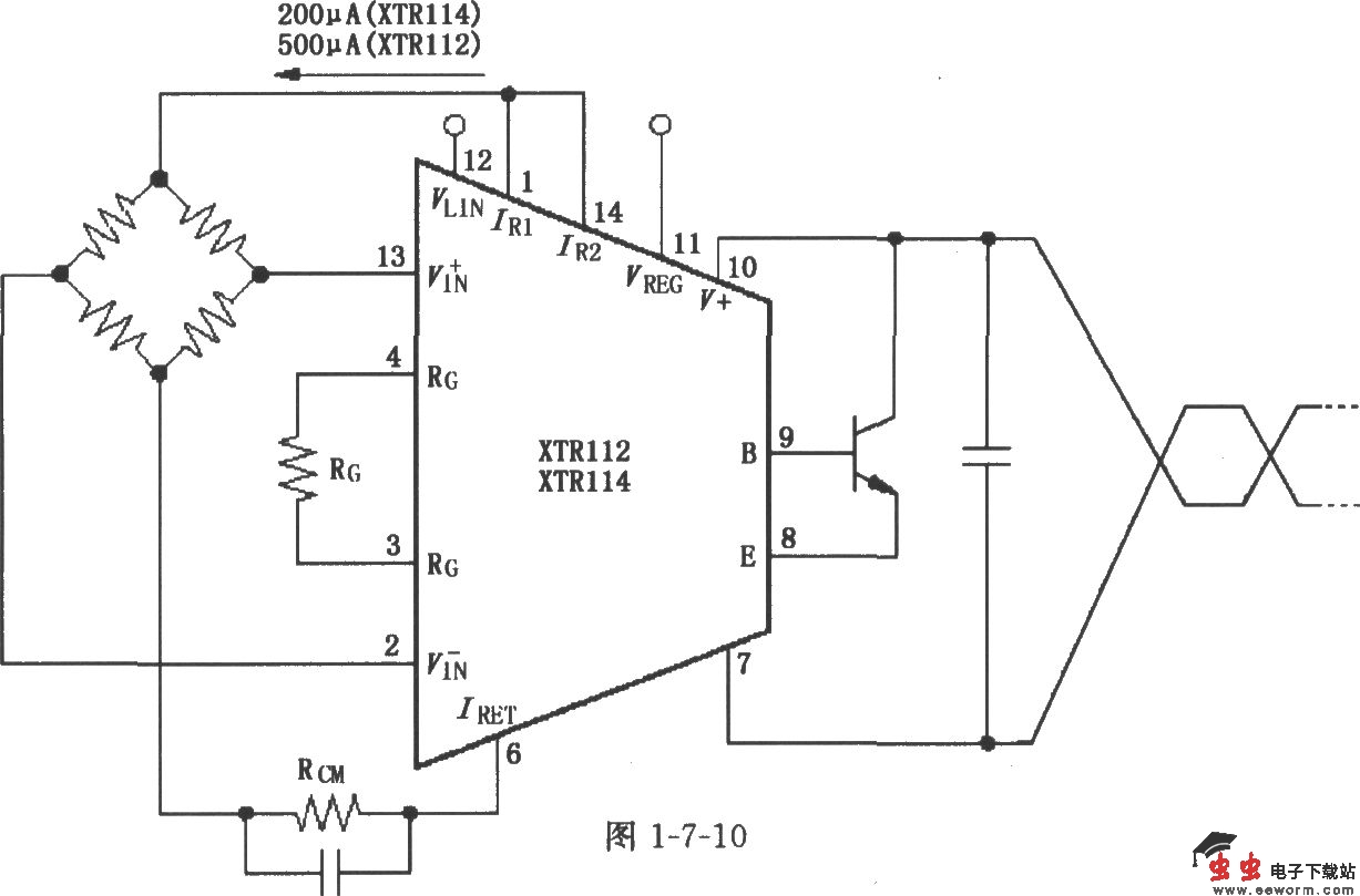 XTR112/114电桥输入、电流激励电路