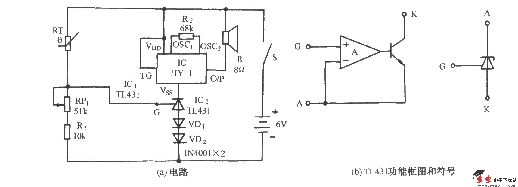 用TL431的上限温度乐曲告知电路