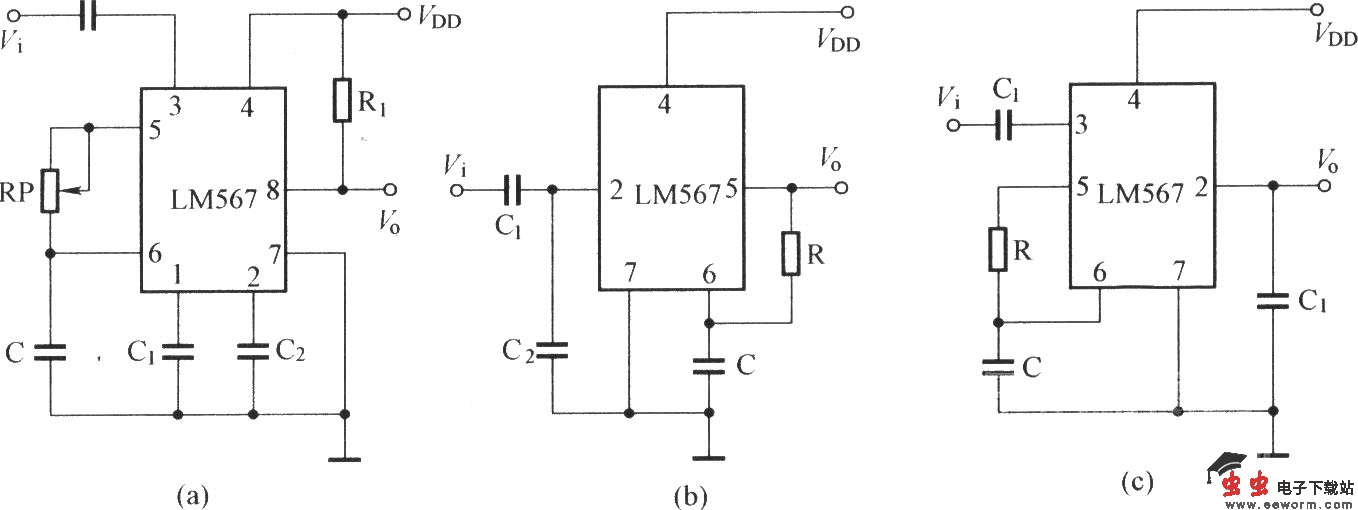 LM567作选频、调频和解调应用电路