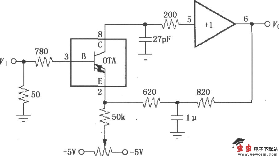 由宽带跨导型运算放大和缓冲器OPA660构成的纳秒级脉冲积分电路
