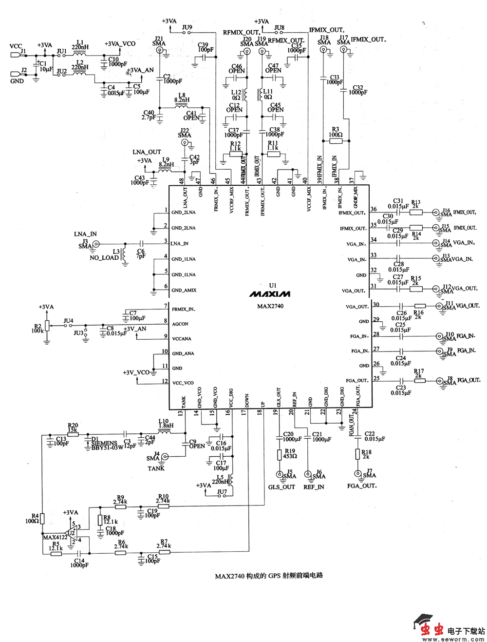 MX2740构成的GPS射频前端电路