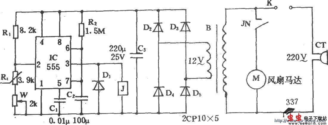 电风扇温控调速电路(三)